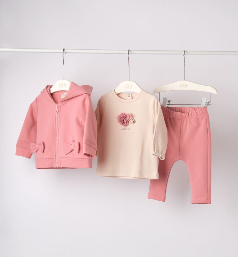 iDO – Tuta baby femmina 3 pezzi in felpa